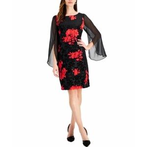 Connected Apparel Velvet Floral Bell Sleeve Mini Dress 14 Whimsigoth Witchy Boho